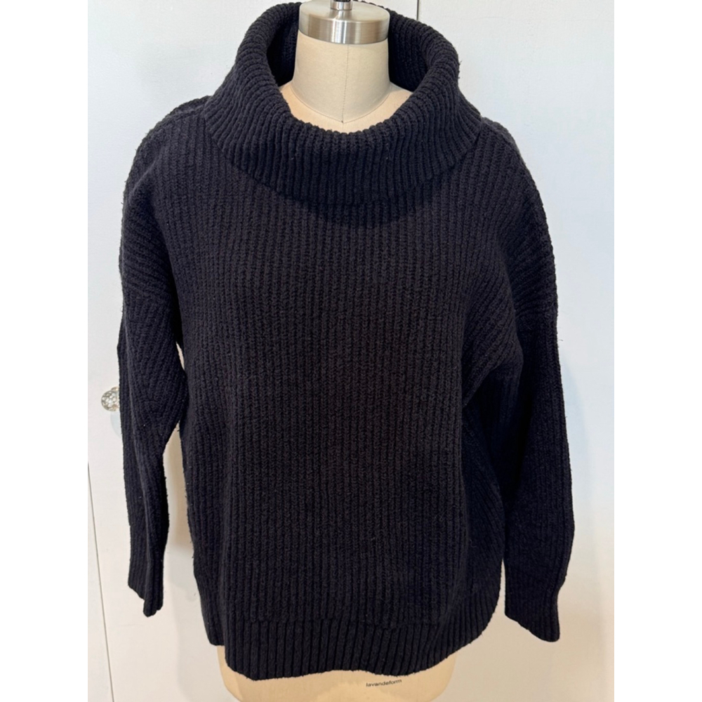 Old Navy Black Cozy Ribbed Cowl Neck Sweater